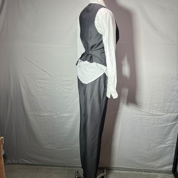 Y2K Nine West Waistcoat Pants Set Womens 4 Pinstripe Gray office siren NEW - Picture 4 of 16